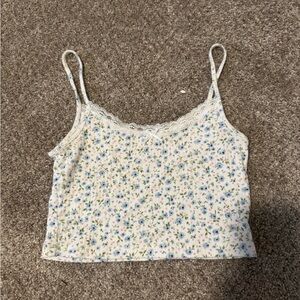 Brandy Melville Blue and Pink Sleeveless Crop Camisole